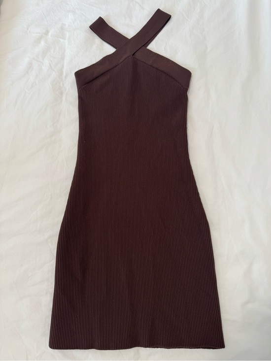 Aritzia Dresses & Skirts - Aritzia Ribbed Contour Bodycon Dress in Chocolate Brown